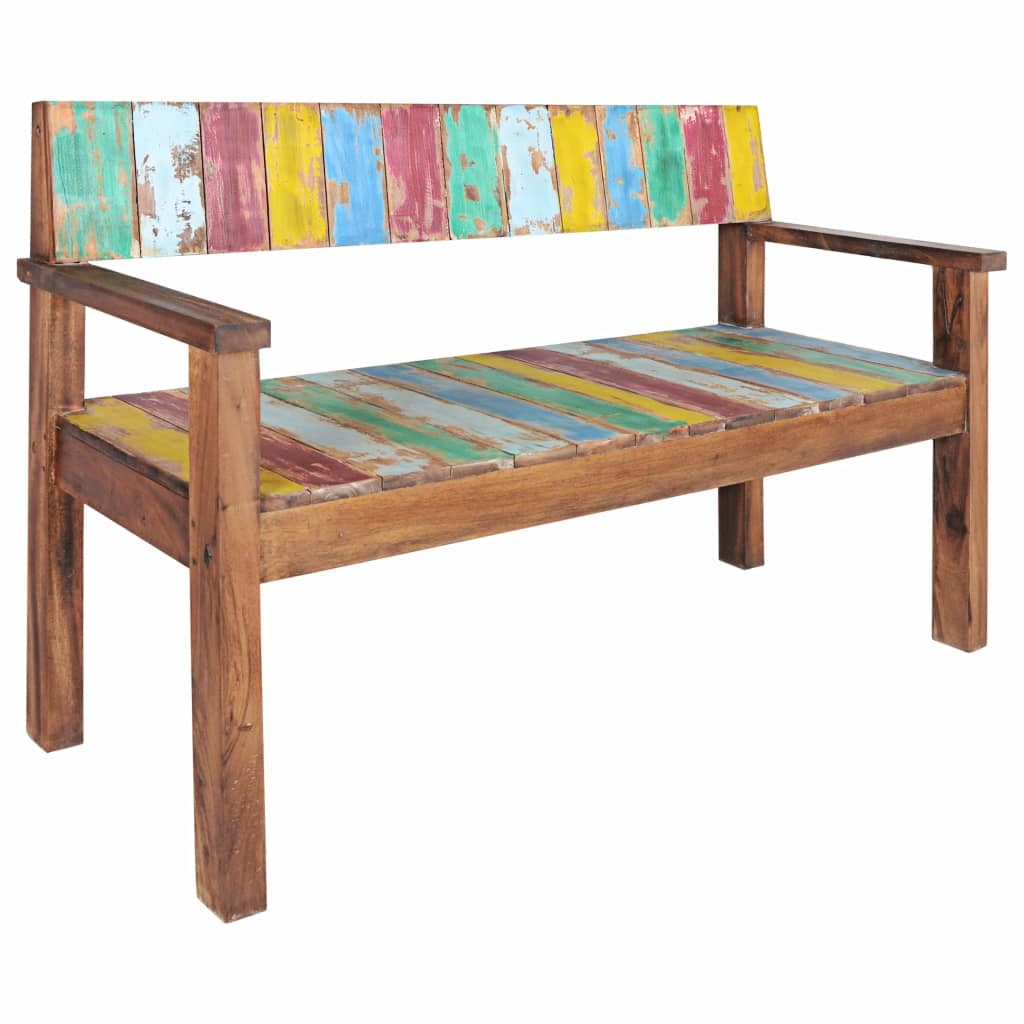 Bench Solid Reclaimed Boat Wood 125x51x80 cm